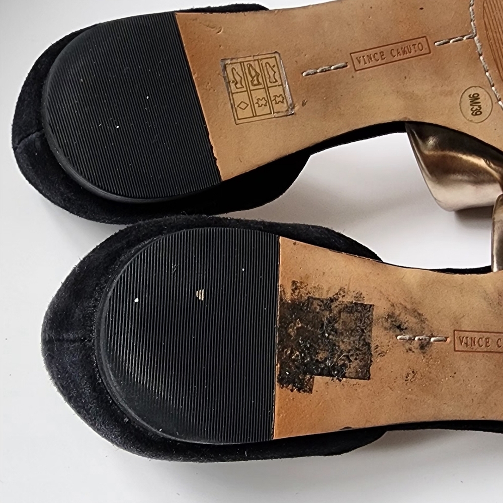 Vince Camuto Gold and Black Women's Flats - Picture 4 of 8
